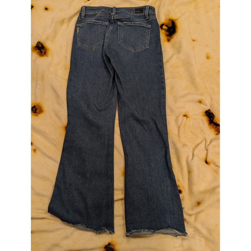 PAIGE Rory Crop Flare Jeans Medium Wash Raw Hem Size 27 - Picture 2 of 14